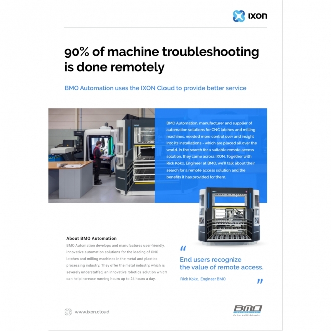BMO Automation: 90% of machine troubleshooting is done remotely - IXON Industrial IoT Case Study